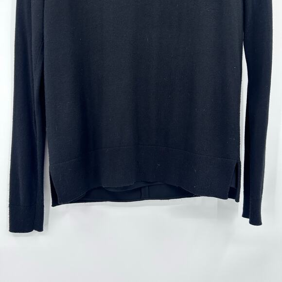 Ann Taylor Black Sweater Top Scoop Neck Layered Hem Cashmere Blend Womens S - Picture 5 of 11